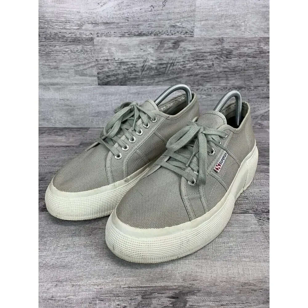 Superga Womens Gray Platform Sneakers Size 8 Canvas & Rubber Sole